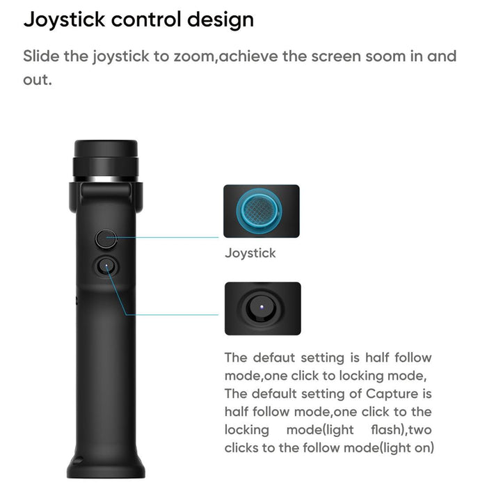 Funsnap Capture1 Outdoor Live Video Triaxial Handheld Gimbal Shooting Stabilizer Black