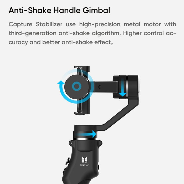 Funsnap Capture1 Outdoor Live Video Triaxial Handheld Gimbal Shooting Stabilizer Black