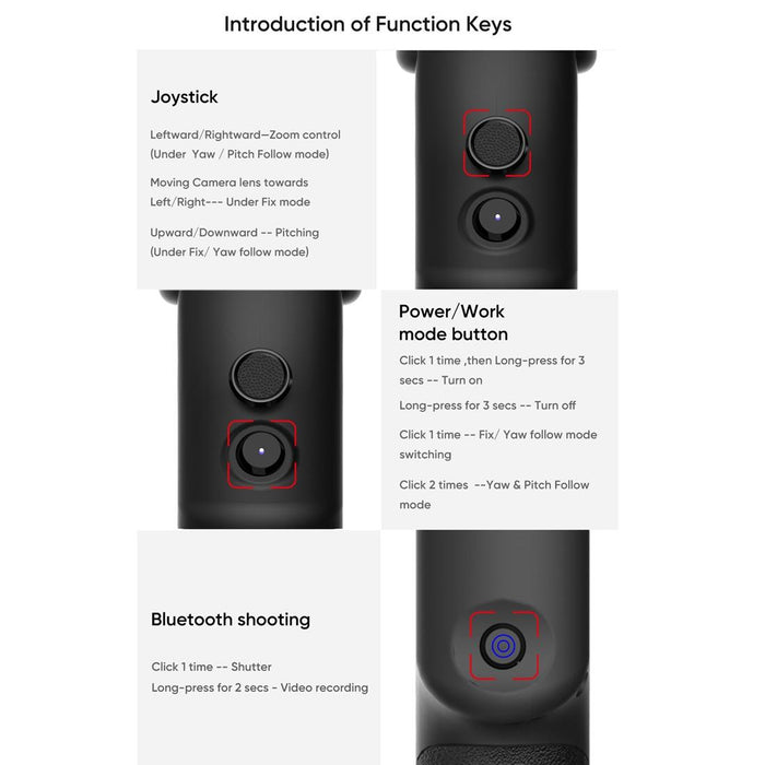 Funsnap Capture1 Outdoor Live Video Triaxial Handheld Gimbal Shooting Stabilizer Black