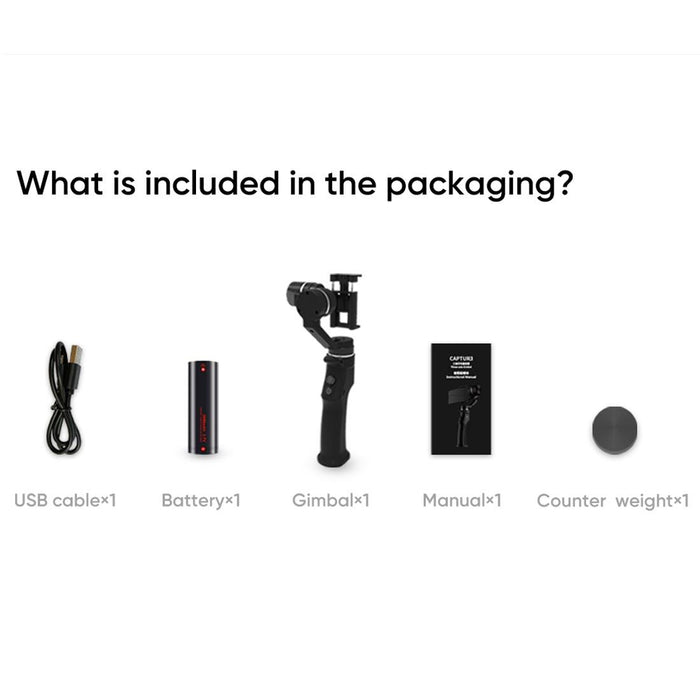 Funsnap Capture1 Outdoor Live Video Triaxial Handheld Gimbal Shooting Stabilizer Black