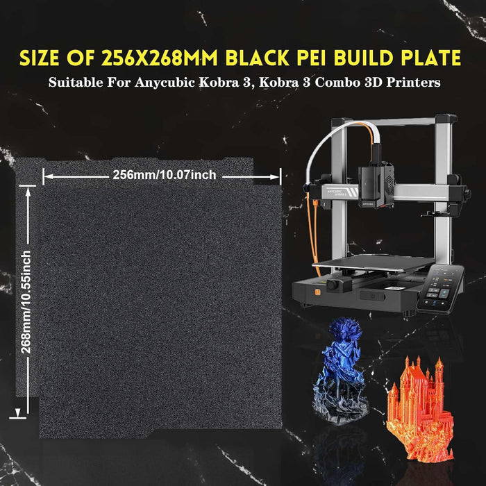 Spring Steel Build Plate For Anycubic 3D Printers 268X256Mm Black / Pei Coating