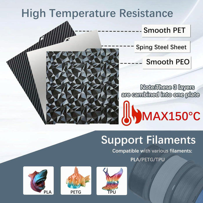 Pet Carbon Fiber + Peo Diamond Film Build Plate For Anycubic 3D Printers 268X256Mm