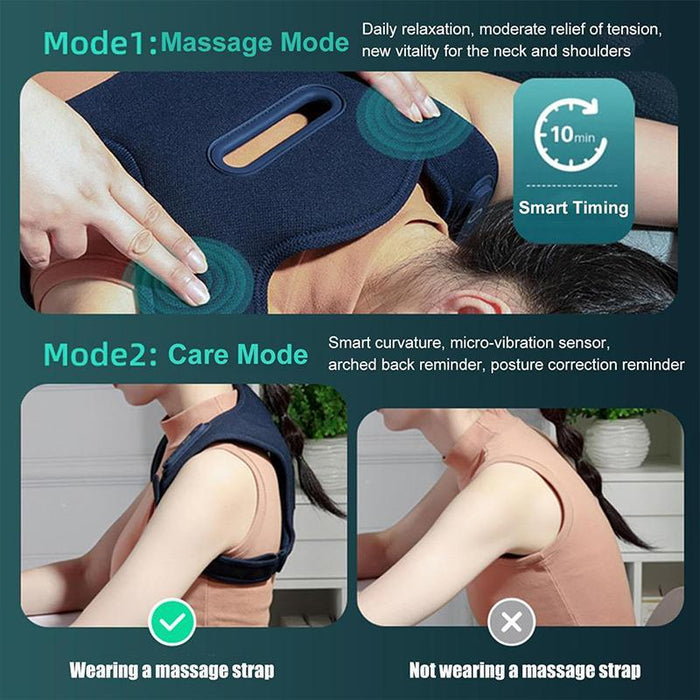 Electric Shoulder Neck Massage Belt Back Correction Belt Navy Blue