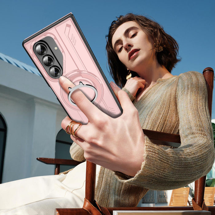 For Samsung Galaxy Z Fold7 5G Rotating Magnetic Phone Case With Ring Holder