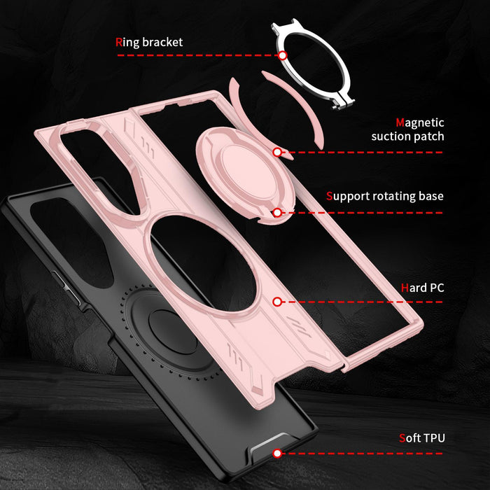 For Samsung Galaxy Z Fold7 5G Rotating Magnetic Phone Case With Ring Holder