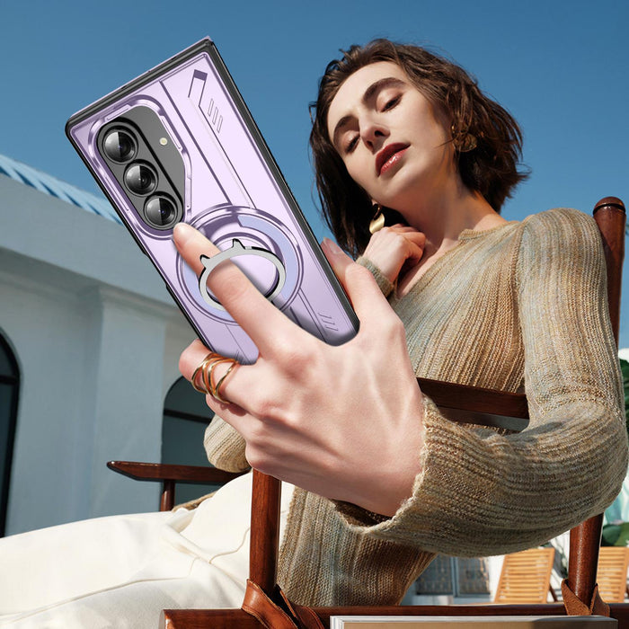 For Samsung Galaxy Z Fold7 5G Rotating Magnetic Phone Case With Ring Holder