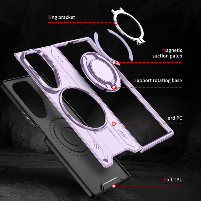 For Samsung Galaxy Z Fold7 5G Rotating Magnetic Phone Case With Ring Holder