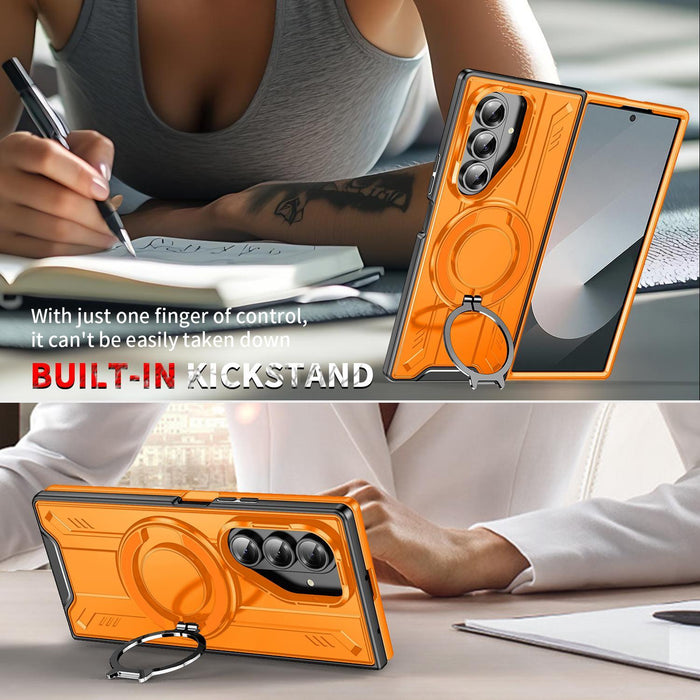 For Samsung Galaxy Z Fold7 5G Rotating Magnetic Phone Case With Ring Holder