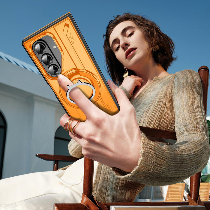 For Samsung Galaxy Z Fold7 5G Rotating Magnetic Phone Case With Ring Holder