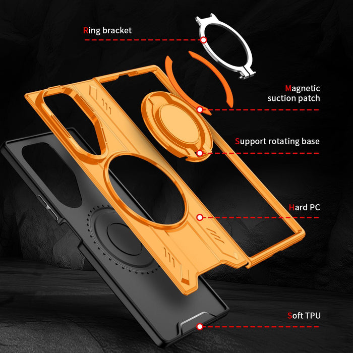 For Samsung Galaxy Z Fold7 5G Rotating Magnetic Phone Case With Ring Holder