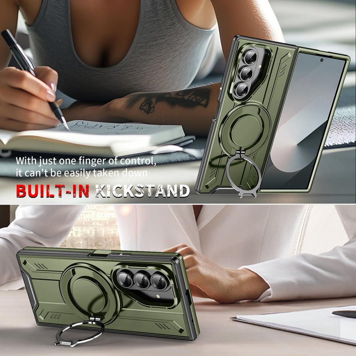 For Samsung Galaxy Z Fold7 5G Rotating Magnetic Phone Case With Ring Holder