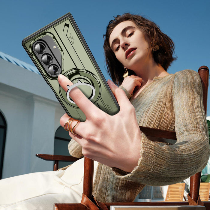 For Samsung Galaxy Z Fold7 5G Rotating Magnetic Phone Case With Ring Holder