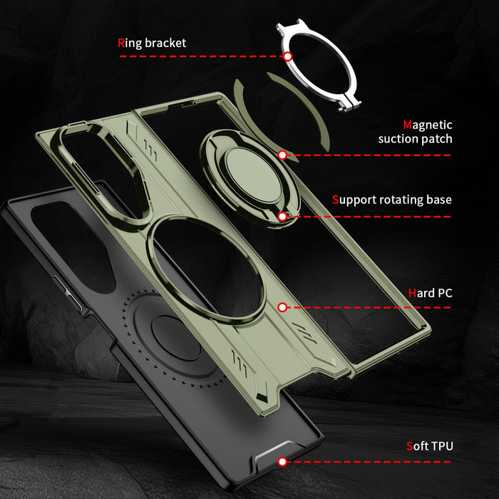 For Samsung Galaxy Z Fold7 5G Rotating Magnetic Phone Case With Ring Holder