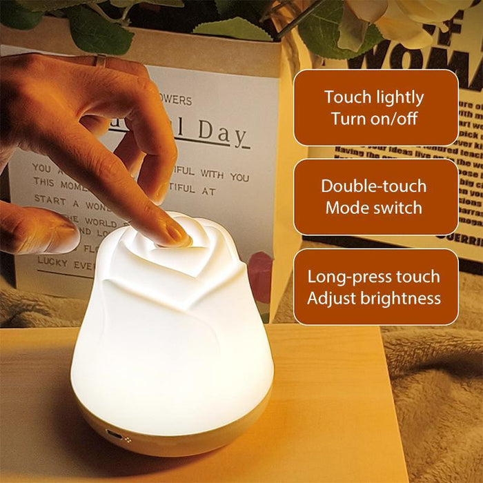 3W Rechargeable Rose Night Light Touch Sensor Ambient Lighting White