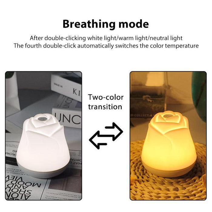 3W Rechargeable Rose Night Light Touch Sensor Ambient Lighting White