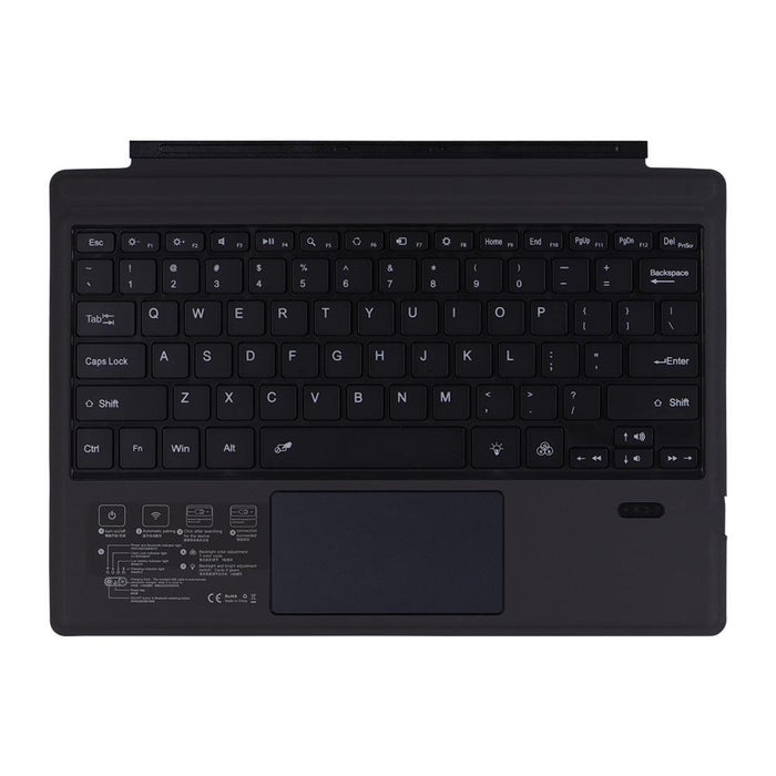 For Microsoft Surface Pro 7+ / 7 / 6 1109-D Ultra-Thin Detachable Backlight Bluetooth Keyboard Leather Tablet Case With Touchpad Black