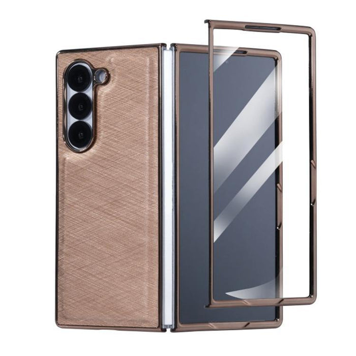 For Samsung Galaxy Z Fold7 5G Bamboo Fiber Flannel Phone Case & Tempered Film
