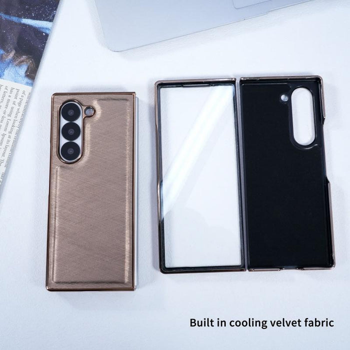 For Samsung Galaxy Z Fold7 5G Bamboo Fiber Flannel Phone Case & Tempered Film