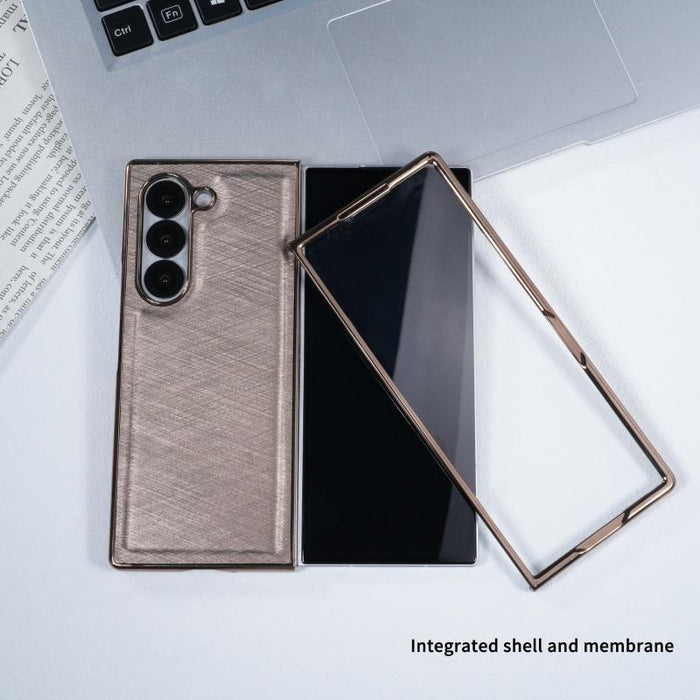 For Samsung Galaxy Z Fold7 5G Bamboo Fiber Flannel Phone Case & Tempered Film