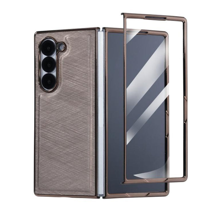 For Samsung Galaxy Z Fold7 5G Bamboo Fiber Flannel Phone Case & Tempered Film