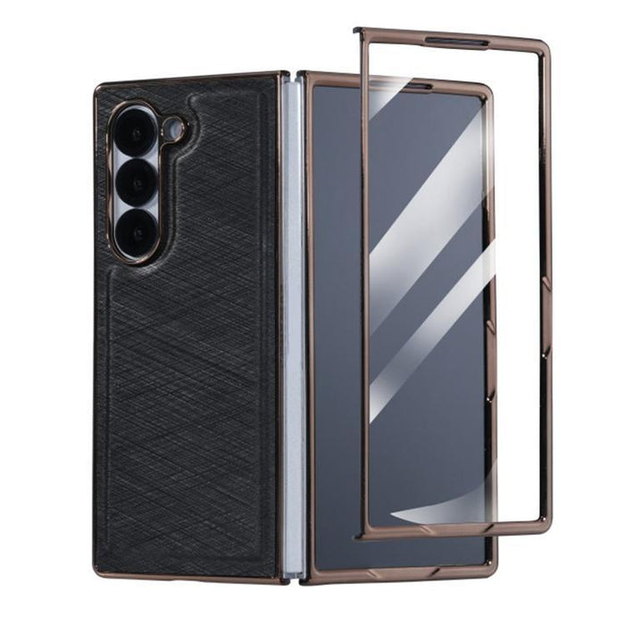 For Samsung Galaxy Z Fold7 5G Bamboo Fiber Flannel Phone Case & Tempered Film