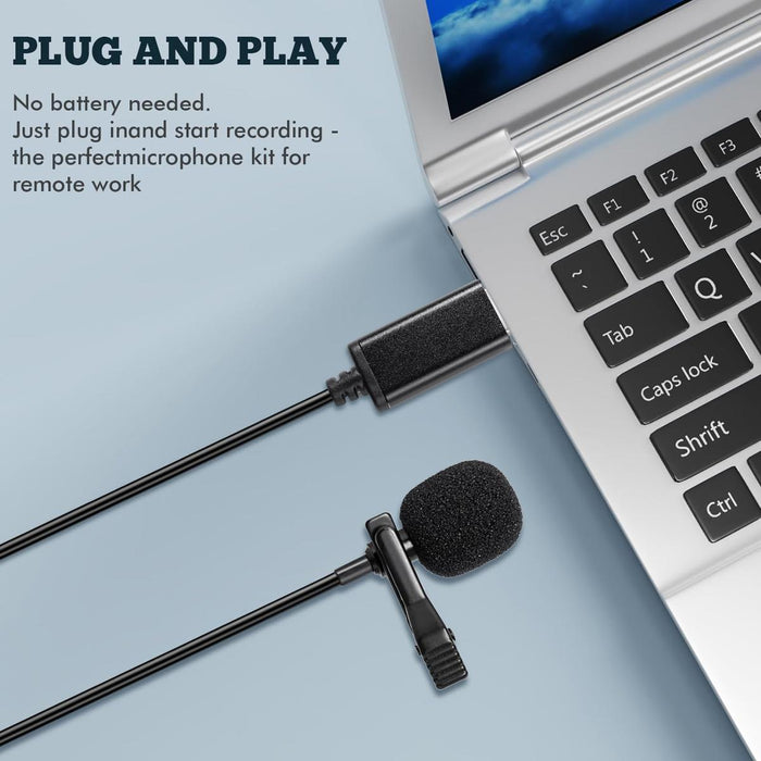 2M Usb Lavalier Microphone For Laptop Recording