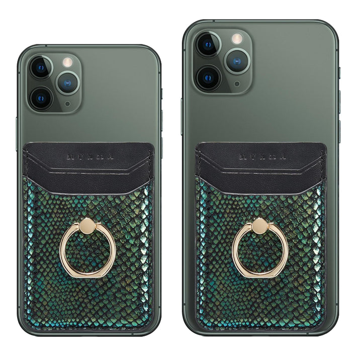 Rfid Snake Texture Phone Card Bag With Ring Fits Most Phones
