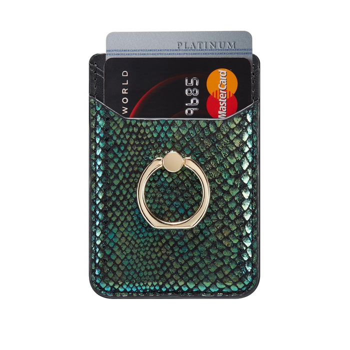 Rfid Snake Texture Phone Card Bag With Ring Fits Most Phones