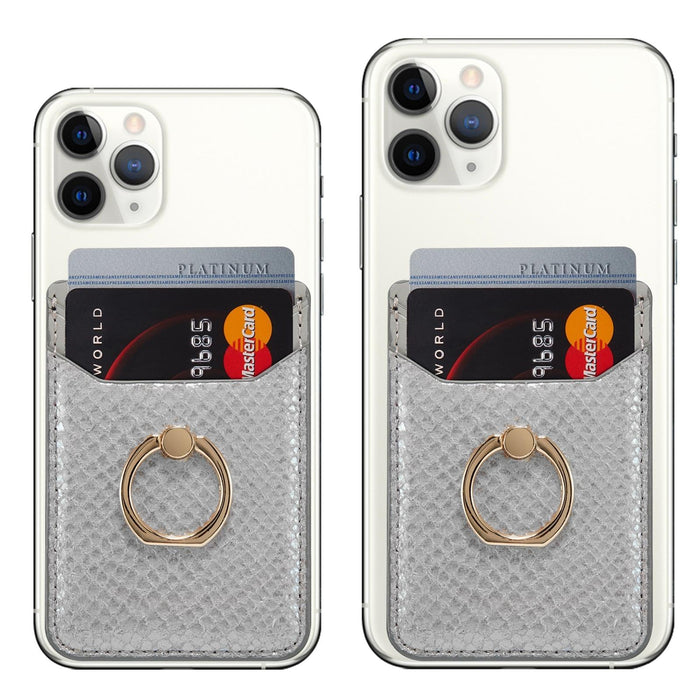 Rfid Snake Texture Phone Card Bag With Ring Fits Most Phones