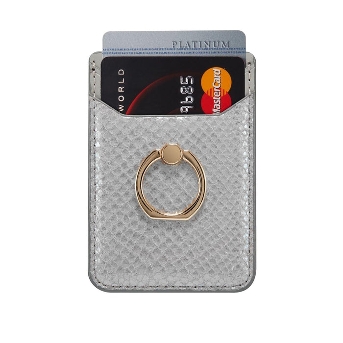 Rfid Snake Texture Phone Card Bag With Ring Fits Most Phones