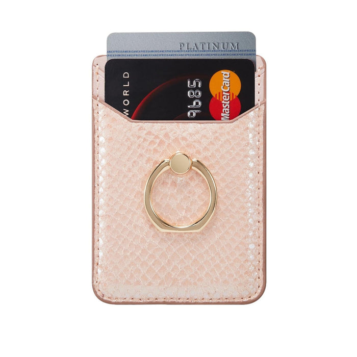 Rfid Snake Texture Phone Card Bag With Ring Fits Most Phones