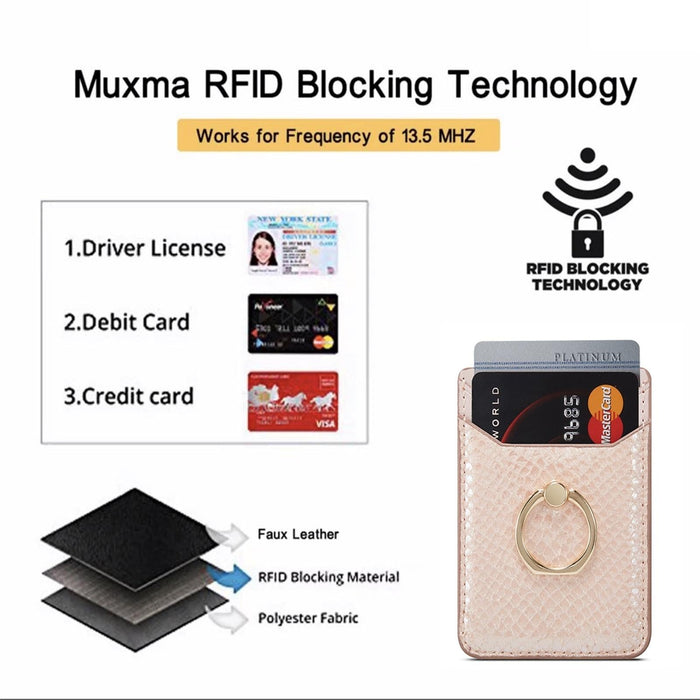 Rfid Snake Texture Phone Card Bag With Ring Fits Most Phones
