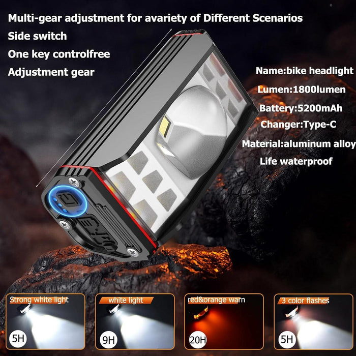 2000Lm Super Bright Led Bike Headlight Black