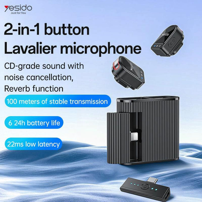 2-In-1 Magnetic Lavalier Microphone Black