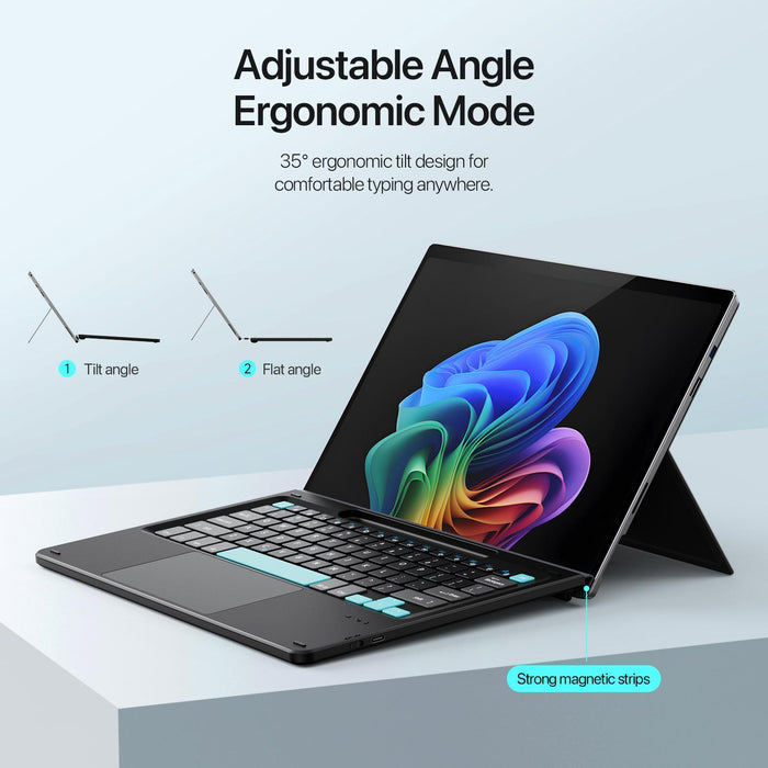 For Microsoft Surface Pro 11 / 10 / 9 / 8 Ck Pro Series Smart Magnetic Touch Bluetooth Keyboard