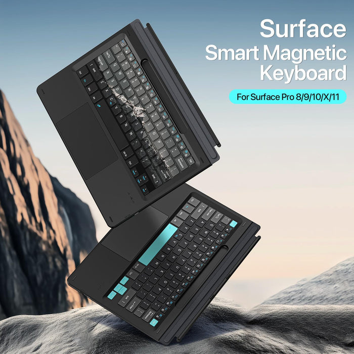 For Microsoft Surface Pro 11 / 10 / 9 / 8 Ck Pro Series Smart Magnetic Touch Bluetooth Keyboard