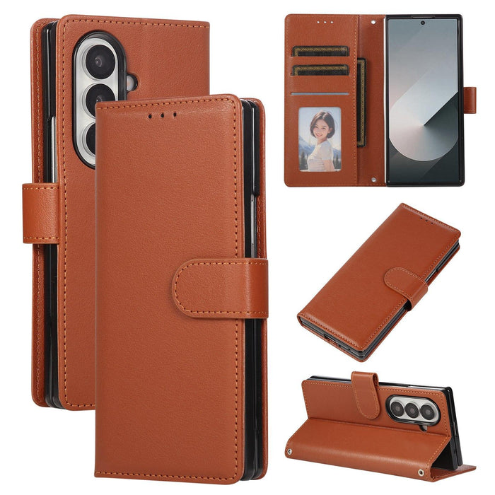 For Samsung Galaxy Z Fold7 5G 3-Card Slots Multifunctional Leather Phone Case