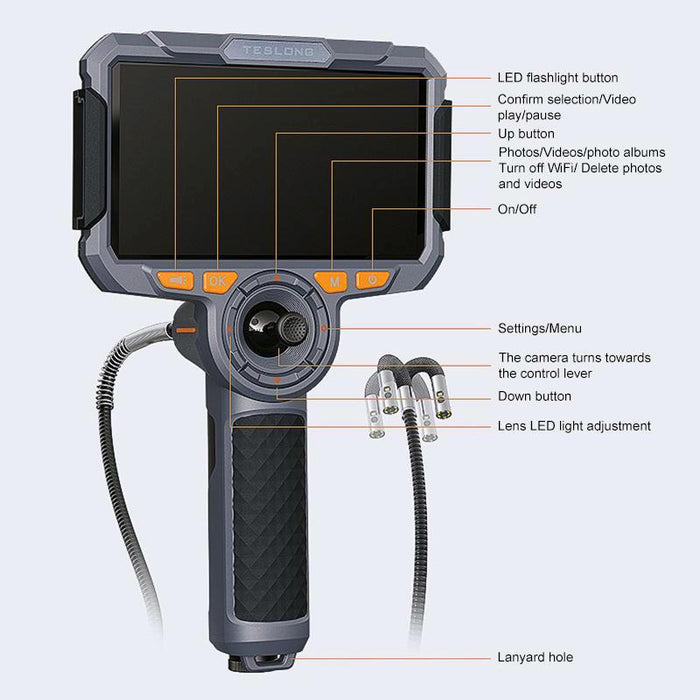 6 Inch Screen 360 Degree Steering Industrial Endoscope 1.55M Length Model 3.9Mm Single Lens