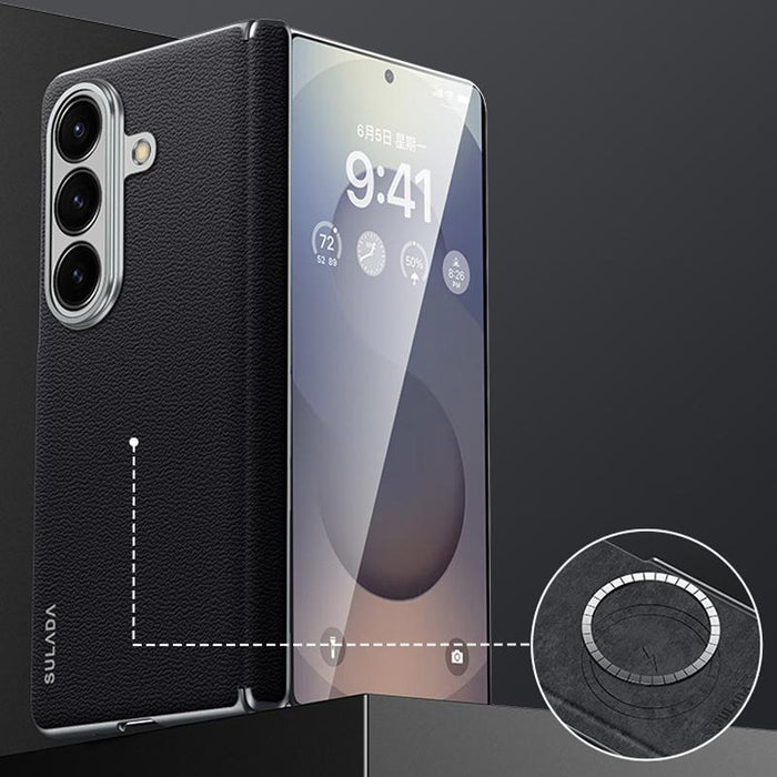 For Samsung Galaxy Z Fold7 5G Frameless Cowhide Leather Case