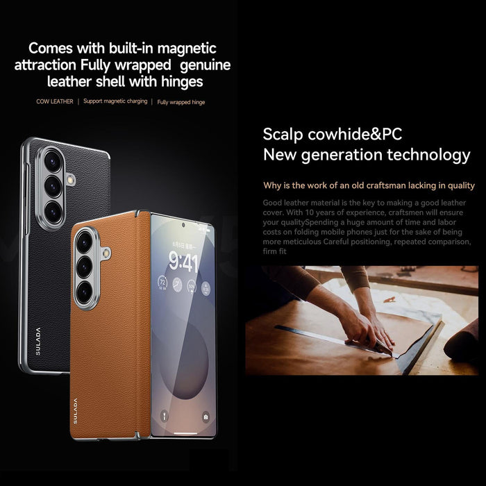 For Samsung Galaxy Z Fold7 5G Frameless Cowhide Leather Case