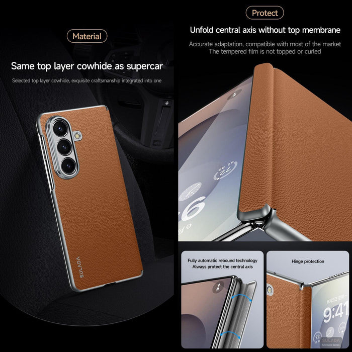 For Samsung Galaxy Z Fold7 5G Frameless Cowhide Leather Case