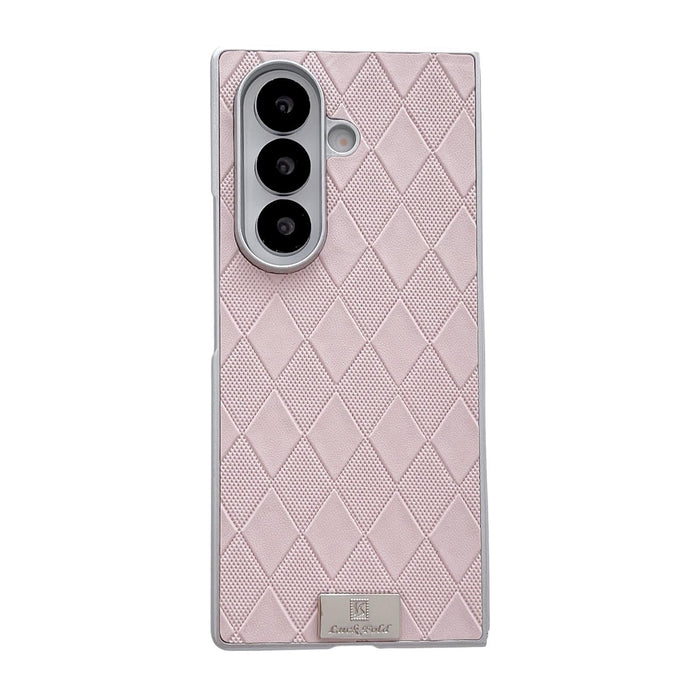 For Samsung Galaxy Z Fold7 5G Silver Edge Diamond Checkered Foldable Phone Case