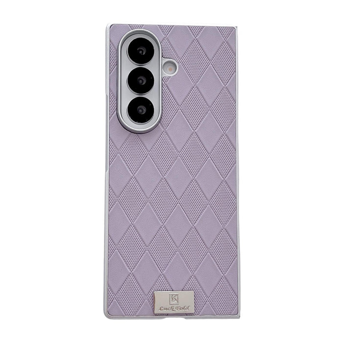 For Samsung Galaxy Z Fold7 5G Silver Edge Diamond Checkered Foldable Phone Case