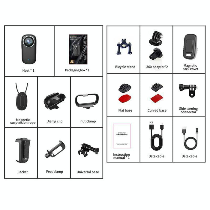 4K Mini Wifi Sports Camera With Screen Simple Version Black