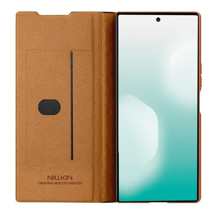 For Samsung Galaxy Z Fold7 5G Qin Series Pro Sliding Camera Cover Design Leather Phone Case With Stylus