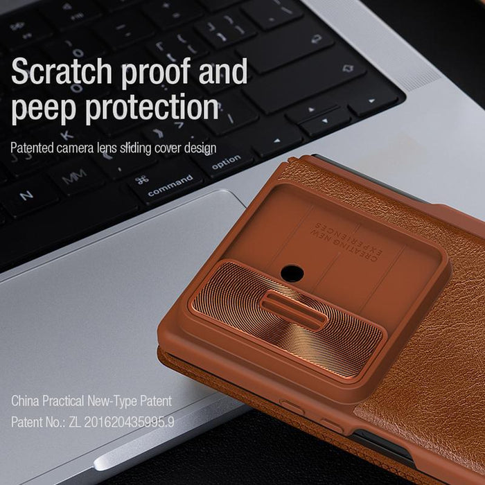 For Samsung Galaxy Z Fold7 5G Qin Series Pro Sliding Camera Cover Design Leather Phone Case With Stylus