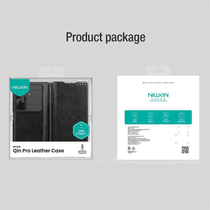 For Samsung Galaxy Z Fold7 5G Qin Series Pro Sliding Camera Cover Design Leather Phone Case With Stylus