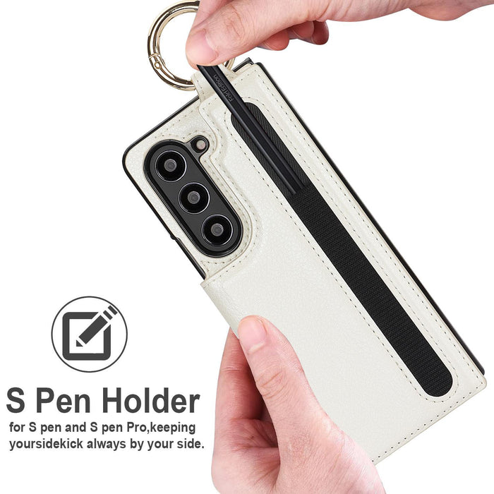 For Samsung Galaxy Z Fold7 5G Litchi Texture Double Buckle Leather Phone Case With Pen Slot