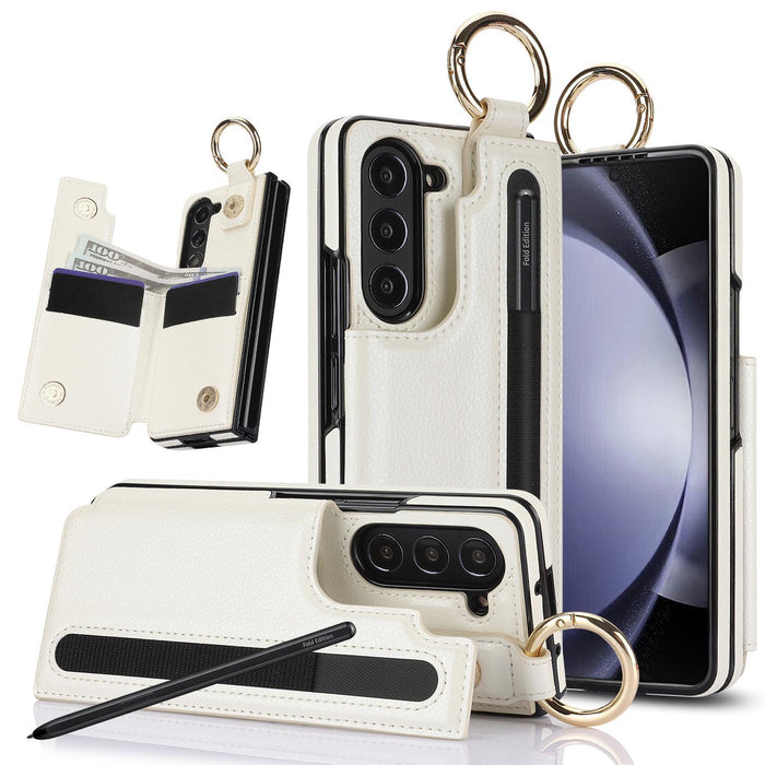 For Samsung Galaxy Z Fold7 5G Litchi Texture Double Buckle Leather Phone Case With Pen Slot