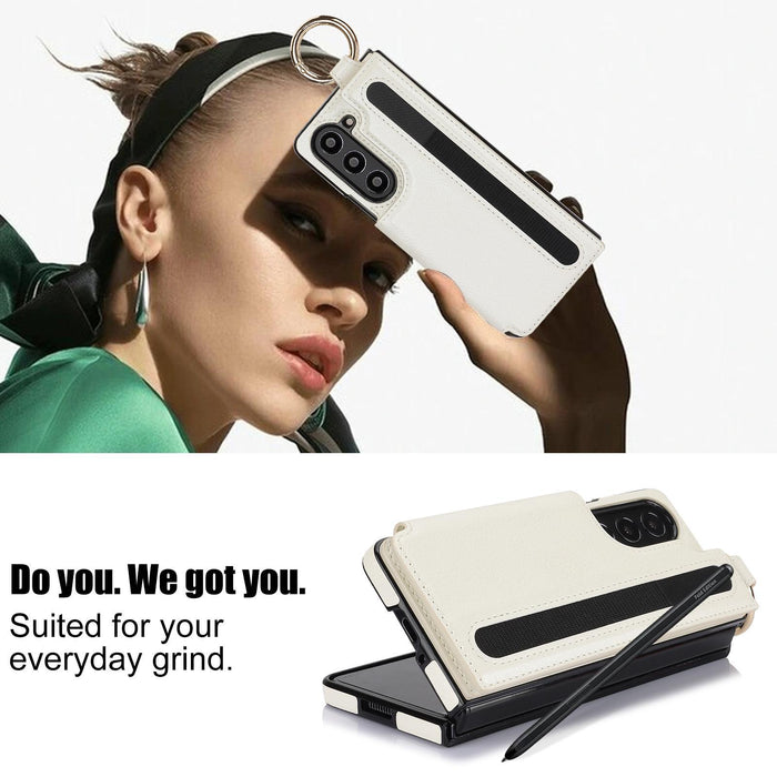 For Samsung Galaxy Z Fold7 5G Litchi Texture Double Buckle Leather Phone Case With Pen Slot